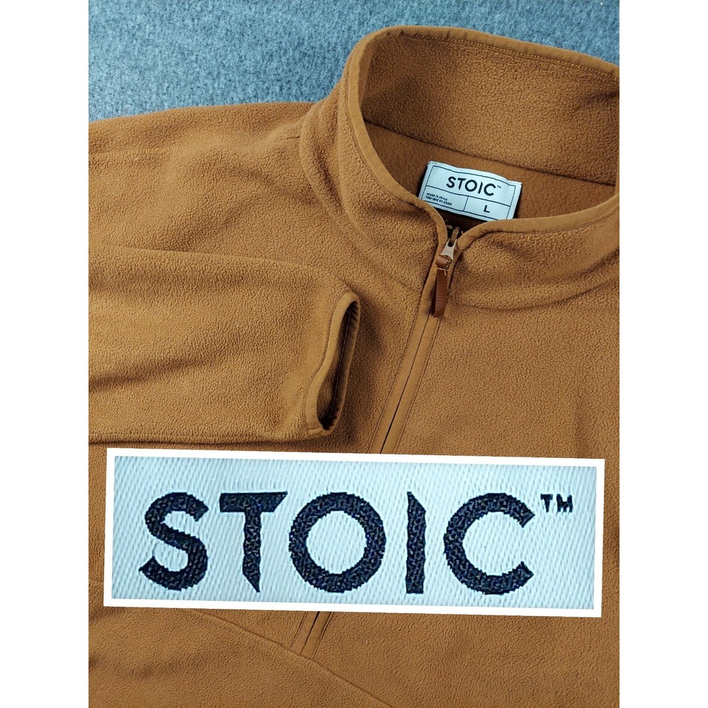Stoic Half Zip Sweater Mens Large Micro Fleece Performance Pullover Brown